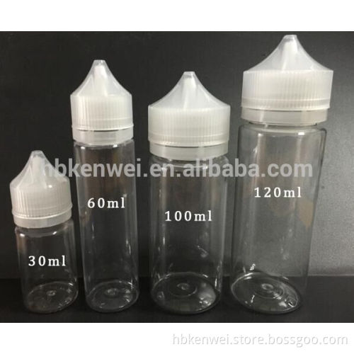 Wholesale 30ml,60ml,100ml,120ml Clear PET dropper bottles unicorn bottle